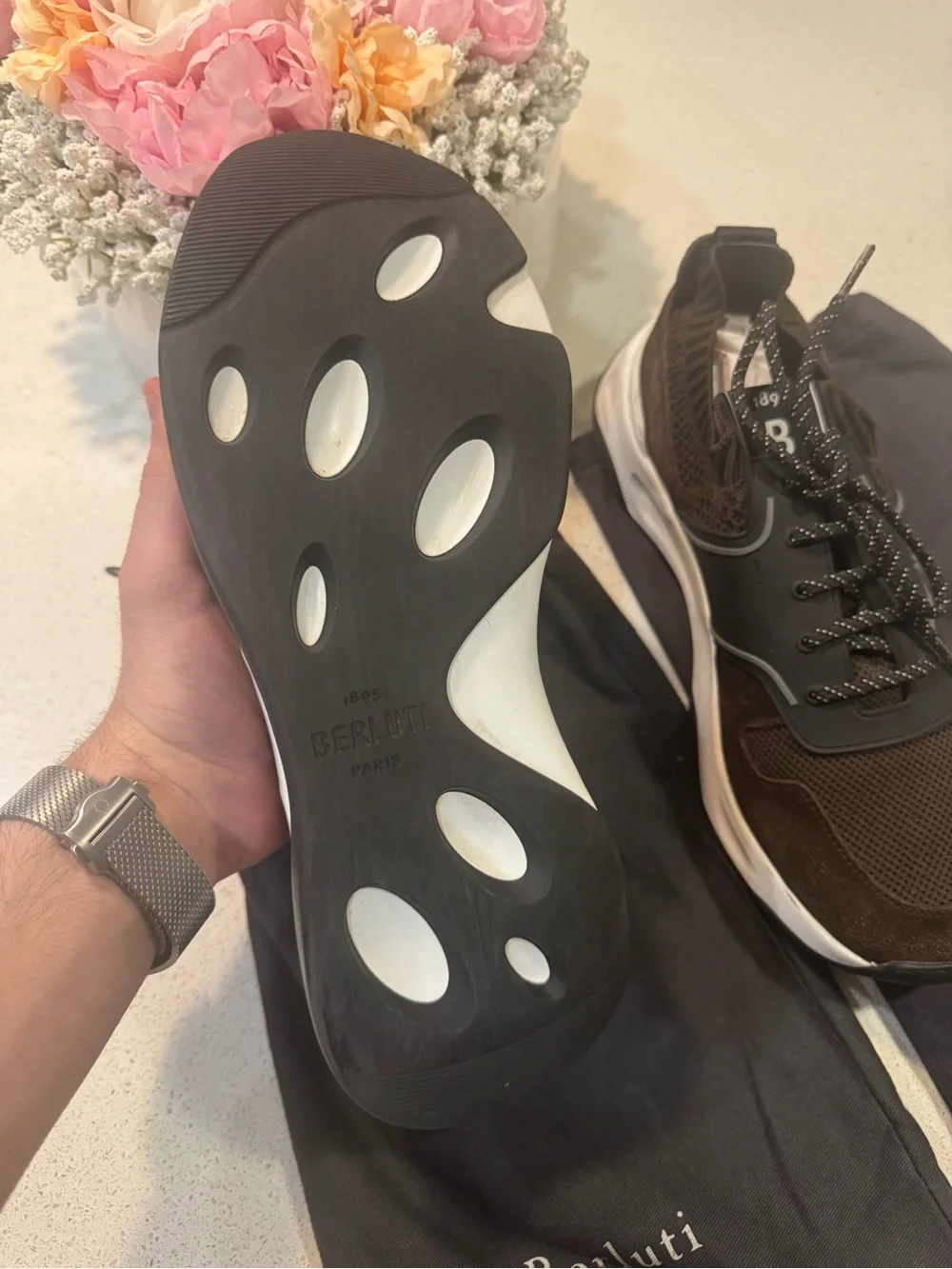Berluti Shadow Knit Suede Sneakers 8 (US 9) $1480